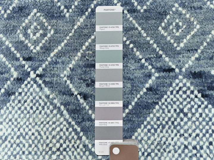 8'0" x 10'8" New Hand Knotted Blue Wool Rectangle Oriental Rug - MOA10282975