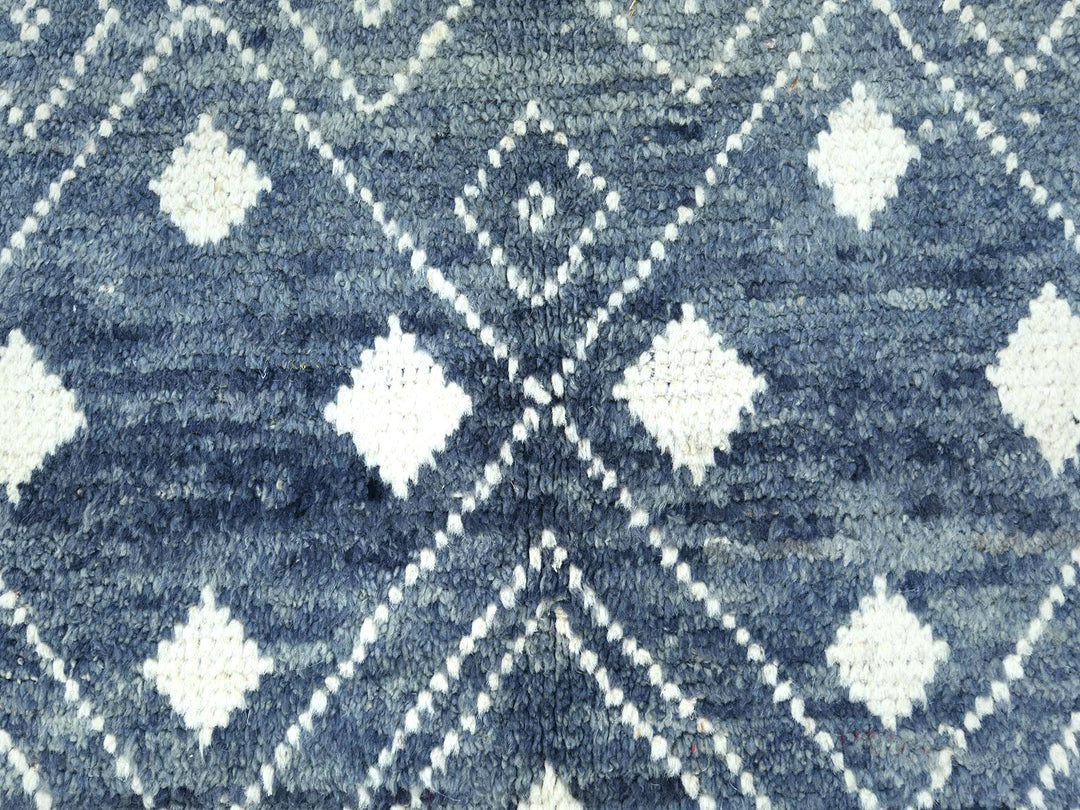 8'0" x 10'8" New Hand Knotted Blue Wool Rectangle Oriental Rug - MOA10282975