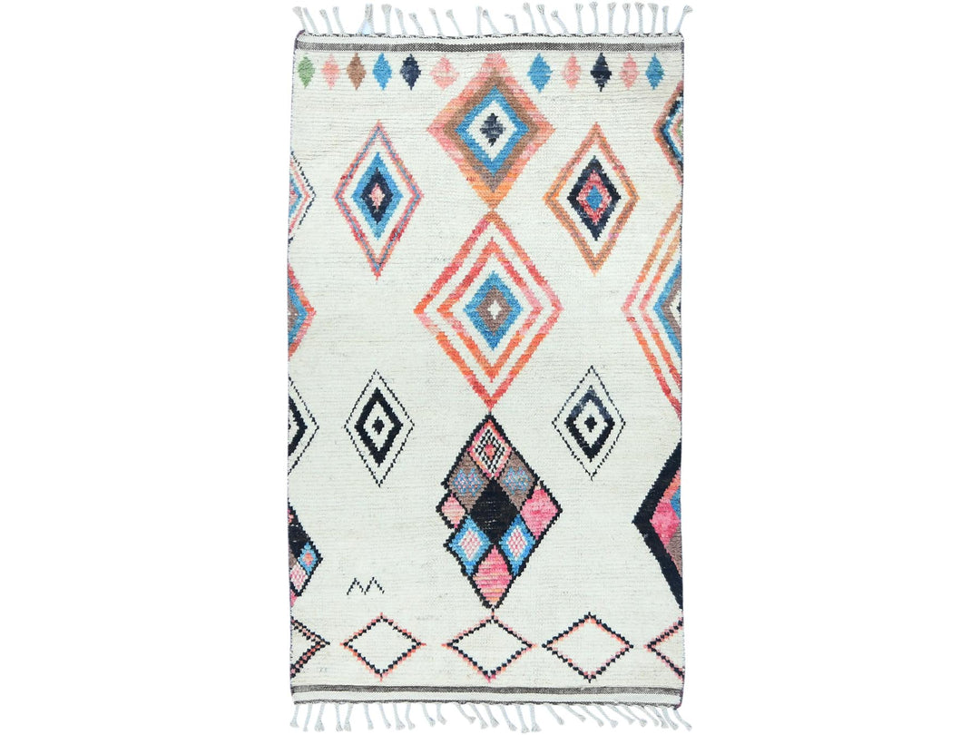 4'0" x 6'4" New Hand Knotted Ivory Wool Rectangle Oriental Rug - MOA10282977
