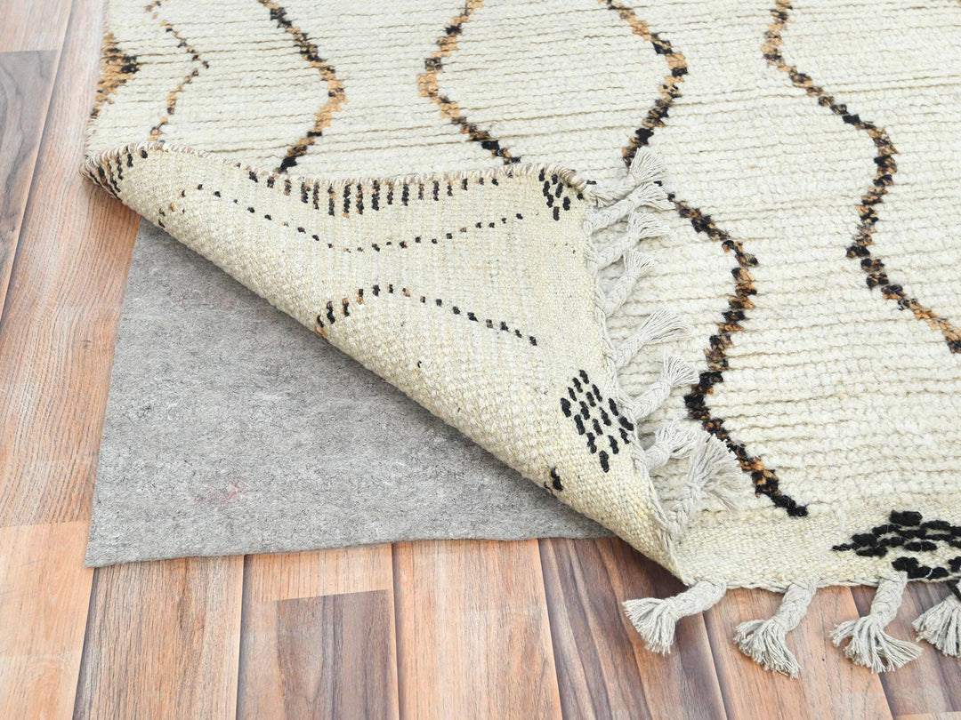 8'2" x 10'5" New Hand Knotted Ivory Wool Rectangle Oriental Rug - MOA10282981