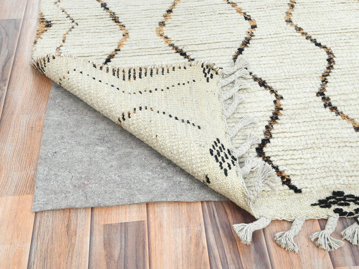8'2" x 10'5" New Hand Knotted Ivory Wool Rectangle Oriental Rug - MOA10282981