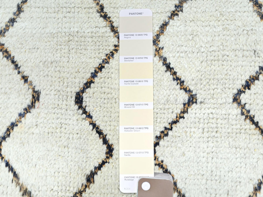 8'2" x 10'5" New Hand Knotted Ivory Wool Rectangle Oriental Rug - MOA10282981