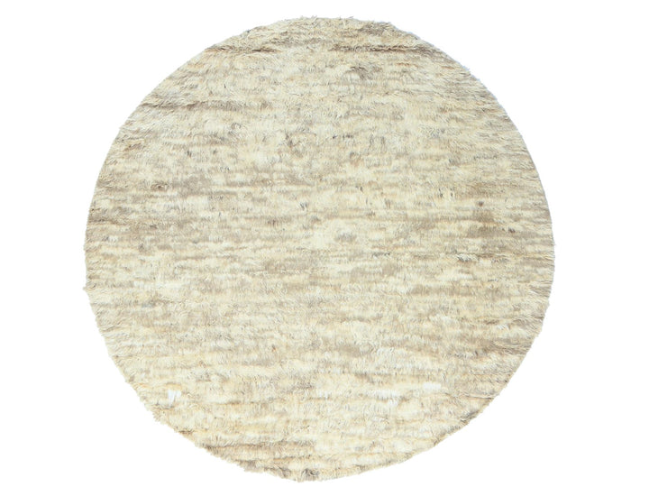 9'10" x 10'0" New Hand Knotted Ivory Wool Round Oriental Rug - MOA10282985