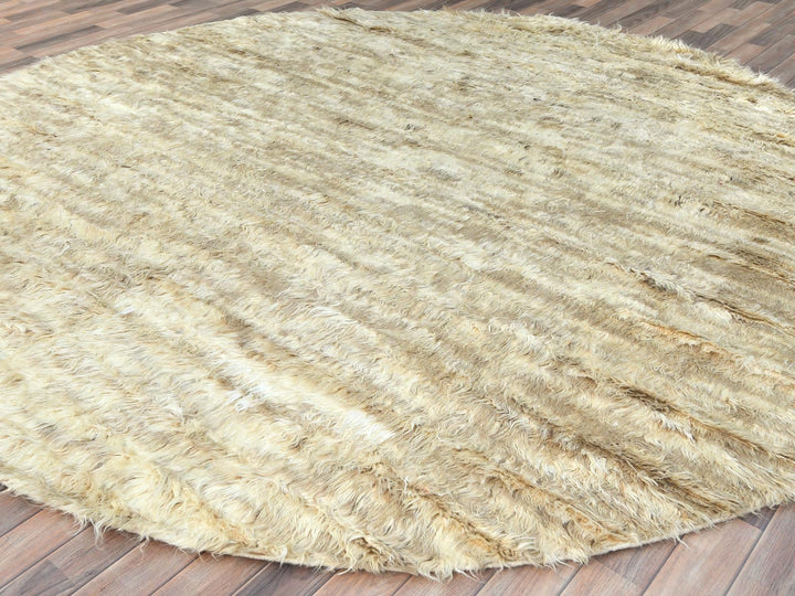 9'10" x 10'0" New Hand Knotted Ivory Wool Round Oriental Rug - MOA10282985