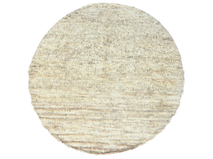 10'1" x 10'0" New Hand Knotted Ivory Wool Round Oriental Rug - MOA10282986