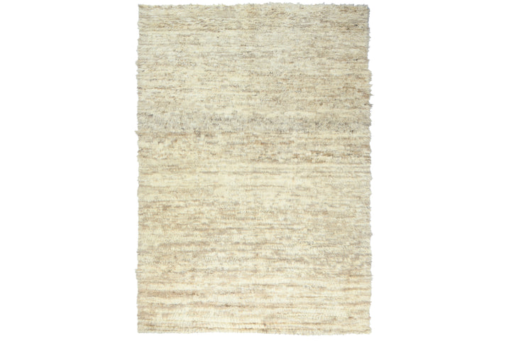 12'4" x 18'1" New Hand Knotted Ivory Wool Rectangle Oriental Rug - MOA10282987