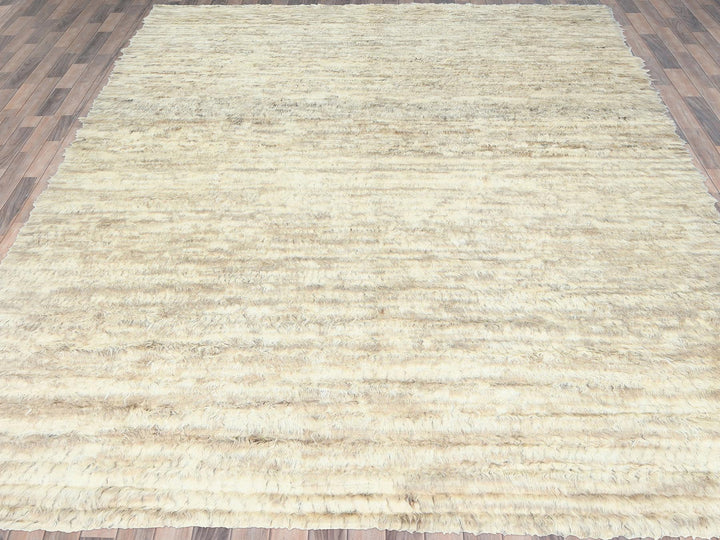 12'4" x 18'1" New Hand Knotted Ivory Wool Rectangle Oriental Rug - MOA10282987