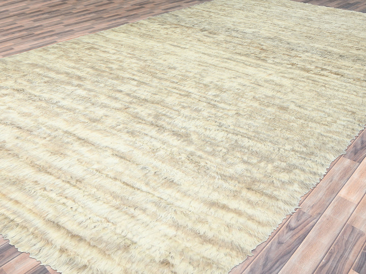 12'4" x 18'1" New Hand Knotted Ivory Wool Rectangle Oriental Rug - MOA10282987
