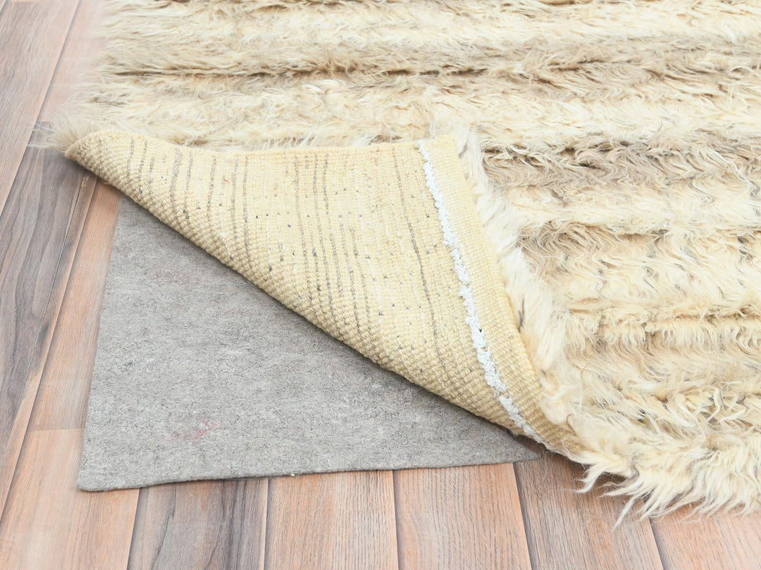 12'4" x 18'1" New Hand Knotted Ivory Wool Rectangle Oriental Rug - MOA10282987