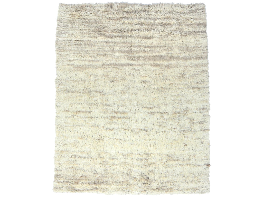 8'1" x 10'1" New Hand Knotted Ivory Wool Rectangle Oriental Rug - MOA10282988