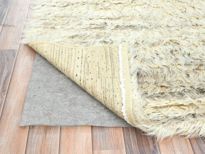 8'1" x 10'1" New Hand Knotted Ivory Wool Rectangle Oriental Rug - MOA10282988