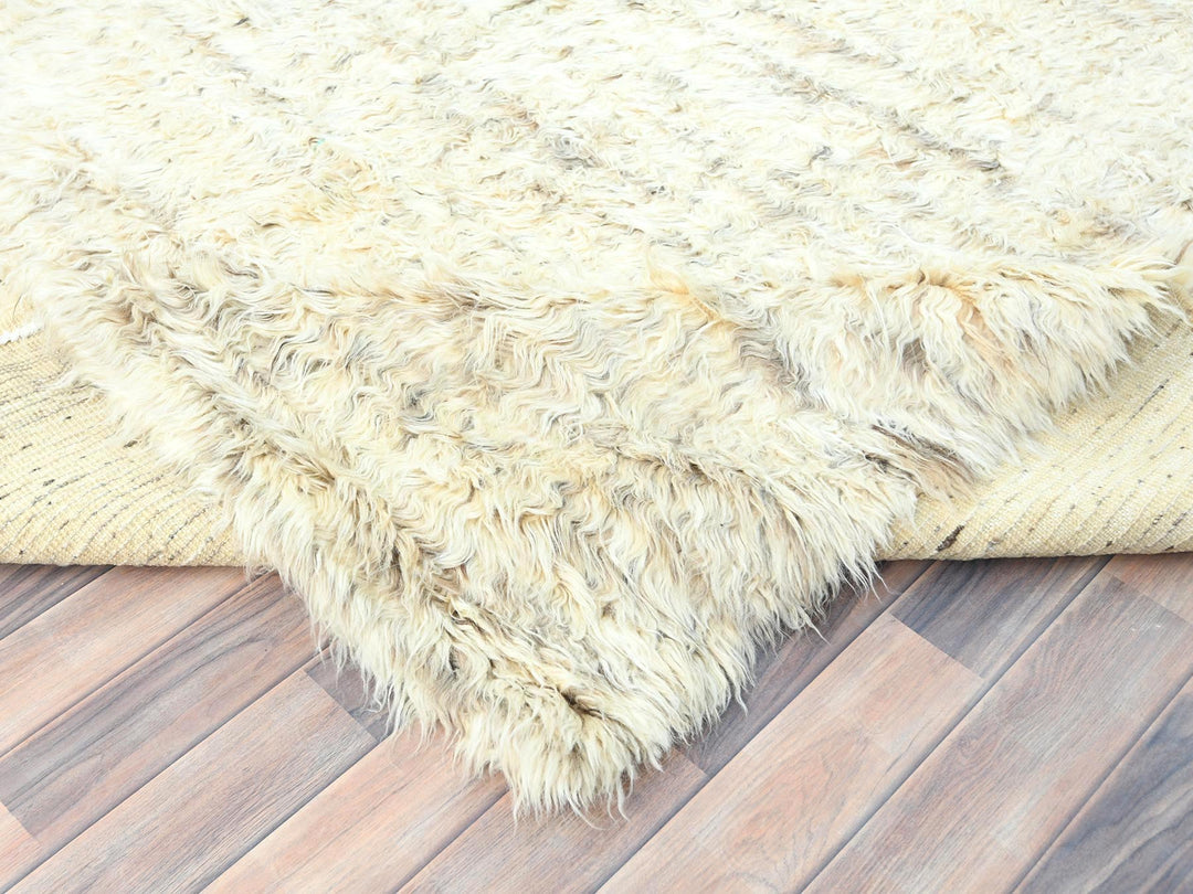 8'1" x 10'1" New Hand Knotted Ivory Wool Rectangle Oriental Rug - MOA10282988