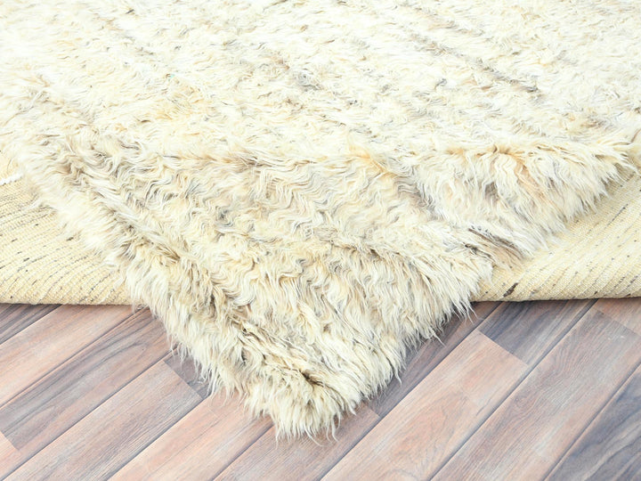 8'1" x 10'1" New Hand Knotted Ivory Wool Rectangle Oriental Rug - MOA10282988