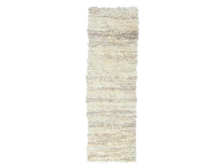 2'6" x 8'0" New Hand Knotted Ivory Wool Runner Oriental Rug - MOA10282989