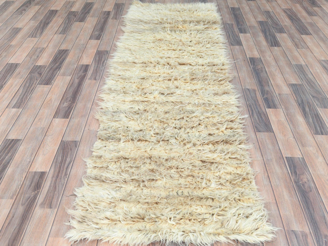 2'6" x 8'0" New Hand Knotted Ivory Wool Runner Oriental Rug - MOA10282989