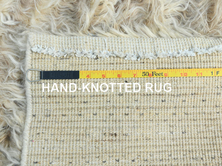 2'6" x 8'0" New Hand Knotted Ivory Wool Runner Oriental Rug - MOA10282989