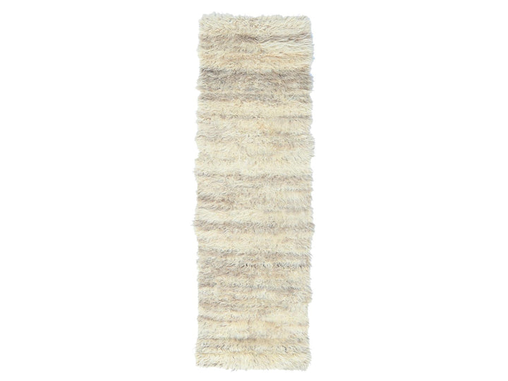 2'6" x 8'0" New Hand Knotted Ivory Wool Runner Oriental Rug - MOA10282990