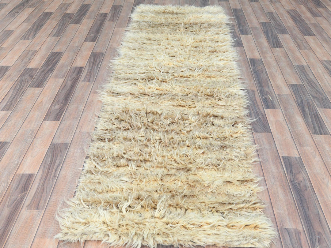 2'6" x 8'0" New Hand Knotted Ivory Wool Runner Oriental Rug - MOA10282990