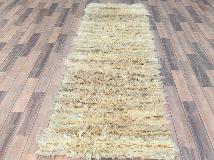 2'6" x 8'0" New Hand Knotted Ivory Wool Runner Oriental Rug - MOA10282990