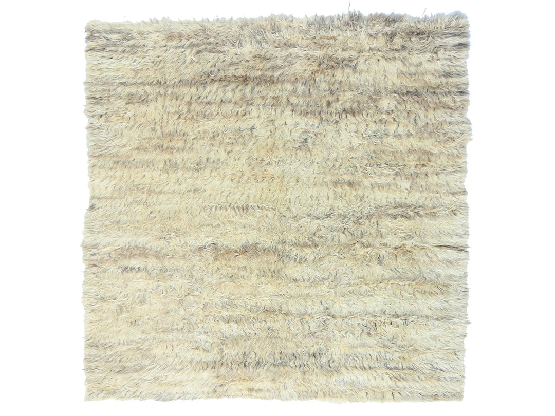 6'0" x 6'1" New Hand Knotted Ivory Wool Square Oriental Rug - MOA10282991