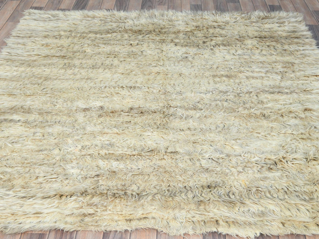 6'0" x 6'1" New Hand Knotted Ivory Wool Square Oriental Rug - MOA10282991