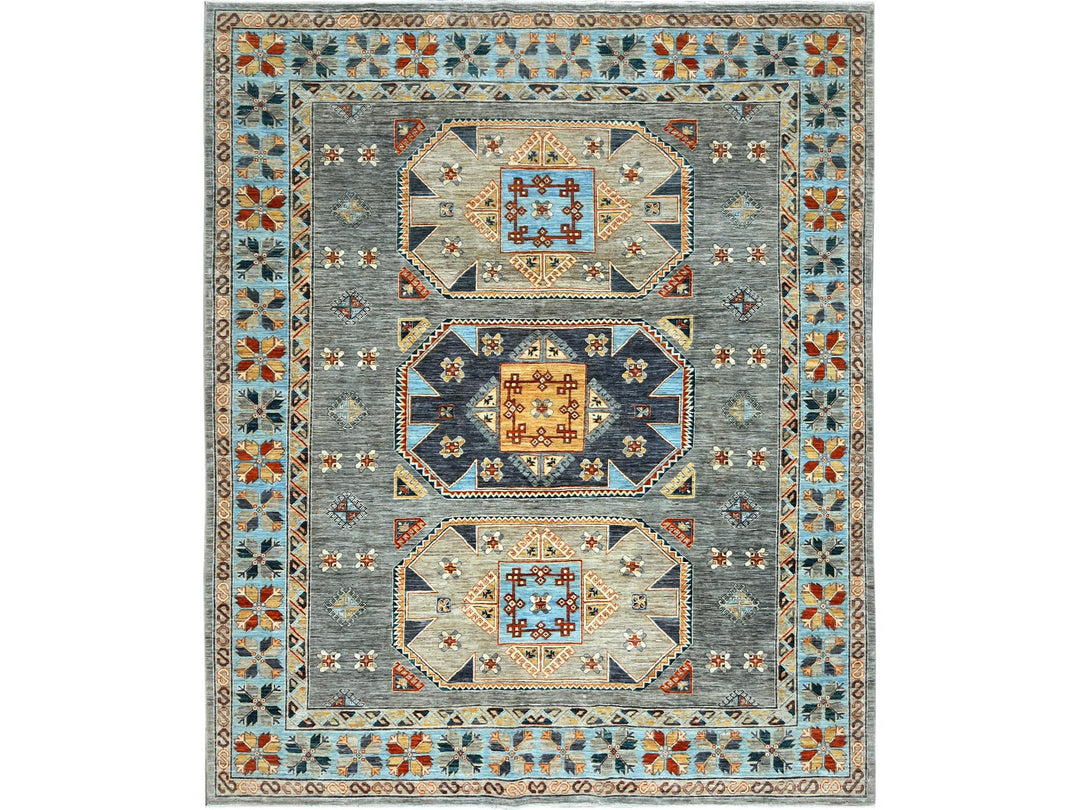 8'3" x 9'9" New Hand Knotted Grey Wool Rectangle Oriental Rug - MOA102830000