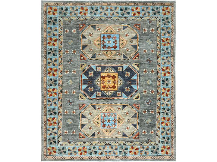 8'3" x 9'9" New Hand Knotted Grey Wool Rectangle Oriental Rug - MOA102830000