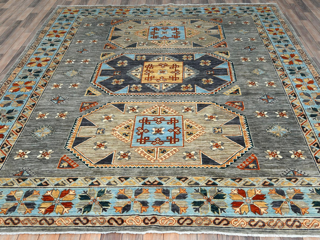 8'3" x 9'9" New Hand Knotted Grey Wool Rectangle Oriental Rug - MOA102830000