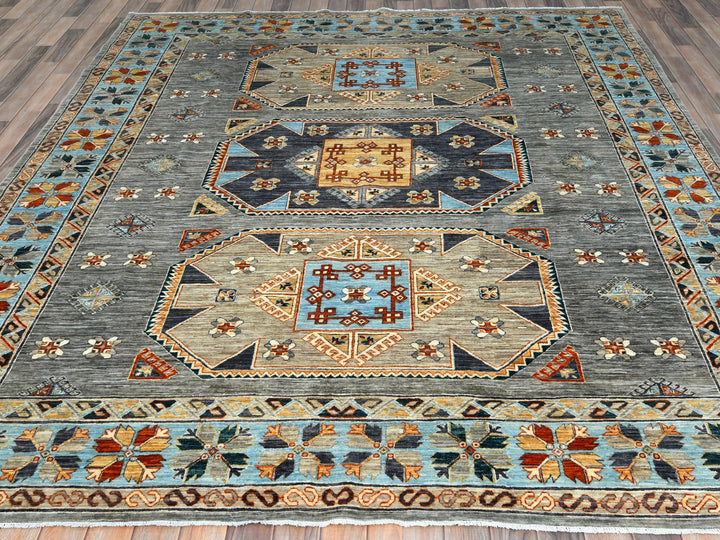 8'3" x 9'9" New Hand Knotted Grey Wool Rectangle Oriental Rug - MOA102830000