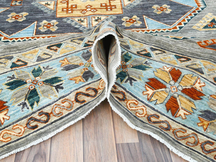 8'3" x 9'9" New Hand Knotted Grey Wool Rectangle Oriental Rug - MOA102830000