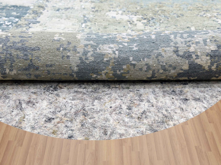 8'1" x 8'5" New Hand Knotted Grey Wool Round Oriental Rug - MOA10283029