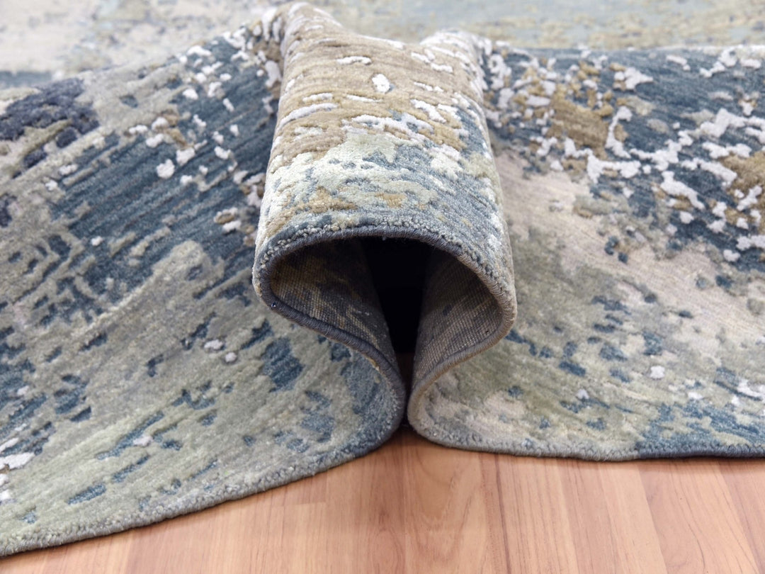 8'1" x 8'5" New Hand Knotted Grey Wool Round Oriental Rug - MOA10283029