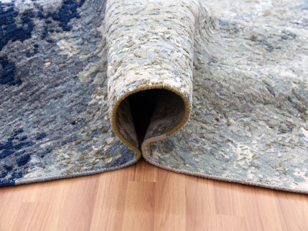10'1" x 10'4" New Hand Knotted Blue Wool Round Oriental Rug - MOA10283031