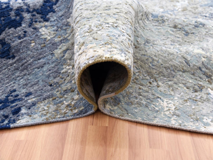 10'1" x 10'4" New Hand Knotted Blue Wool Round Oriental Rug - MOA10283031