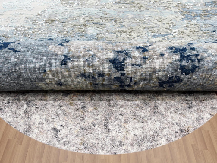 10'2" x 10'0" New Hand Knotted Grey Wool Round Oriental Rug - MOA10283033