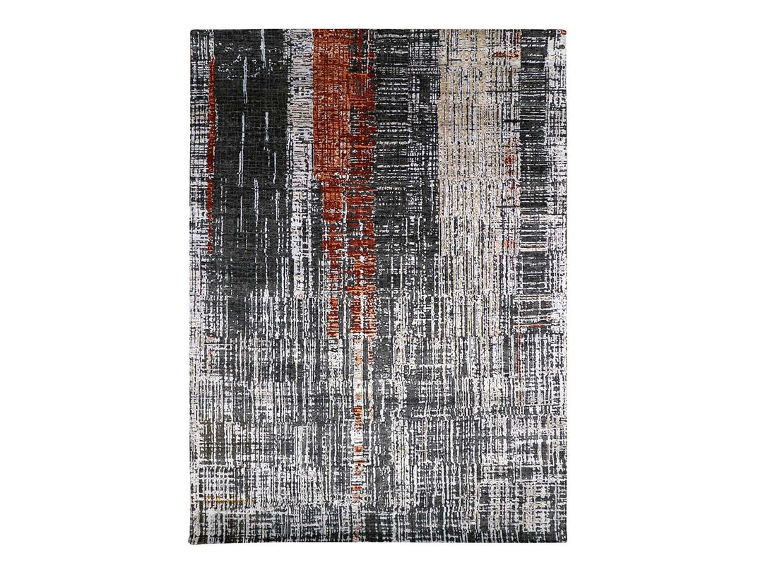 9'0" x 12'4" New Hand Knotted Grey Wool Rectangle Oriental Rug - MOA10283043