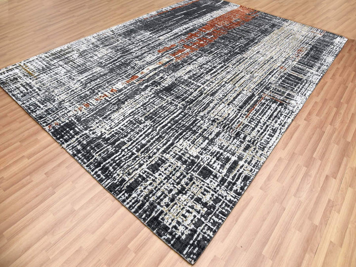 9'0" x 12'4" New Hand Knotted Grey Wool Rectangle Oriental Rug - MOA10283043