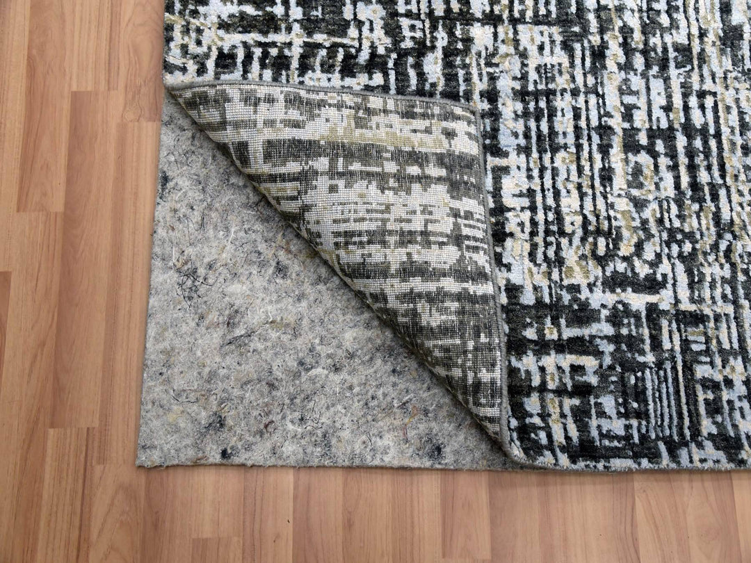 9'0" x 12'4" New Hand Knotted Grey Wool Rectangle Oriental Rug - MOA10283043