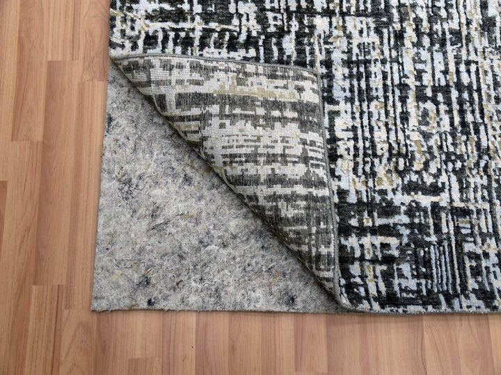 9'0" x 12'4" New Hand Knotted Grey Wool Rectangle Oriental Rug - MOA10283043