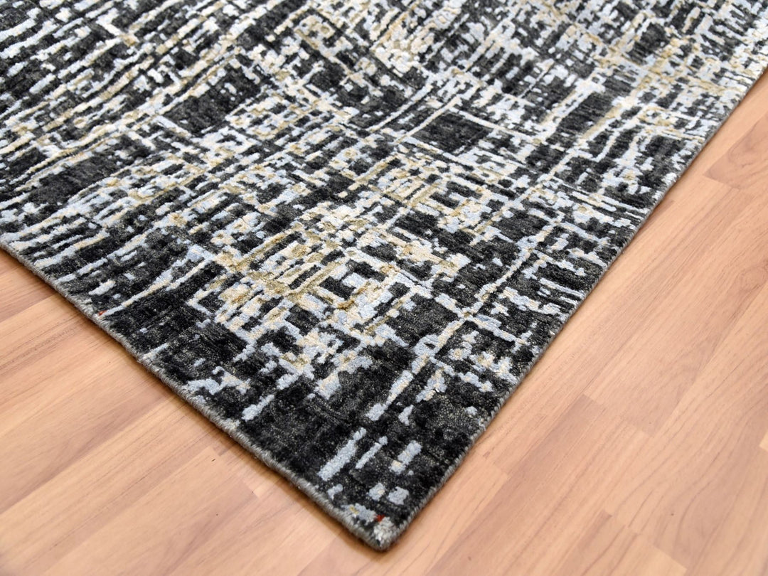 9'0" x 12'4" New Hand Knotted Grey Wool Rectangle Oriental Rug - MOA10283043