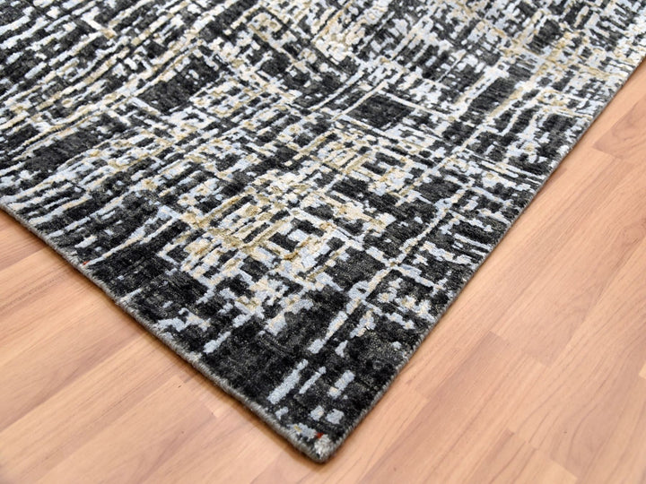 9'0" x 12'4" New Hand Knotted Grey Wool Rectangle Oriental Rug - MOA10283043