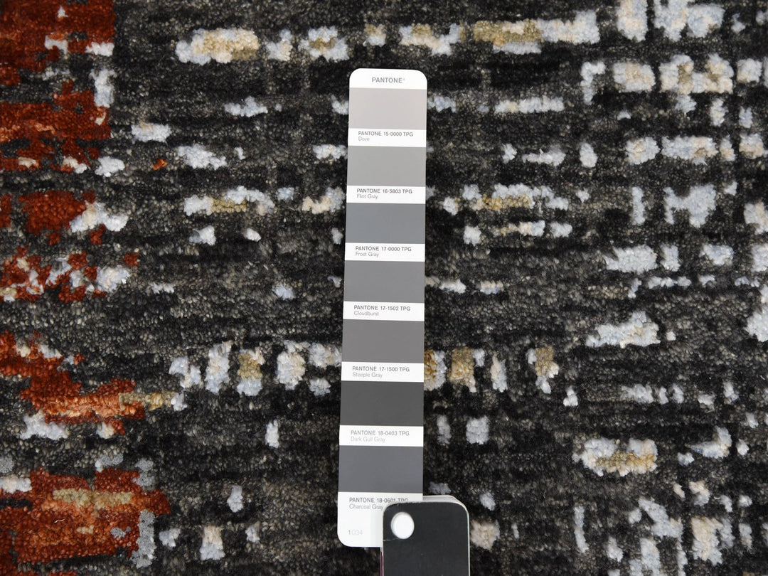 9'0" x 12'4" New Hand Knotted Grey Wool Rectangle Oriental Rug - MOA10283043