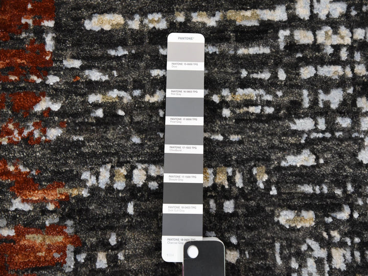 9'0" x 12'4" New Hand Knotted Grey Wool Rectangle Oriental Rug - MOA10283043