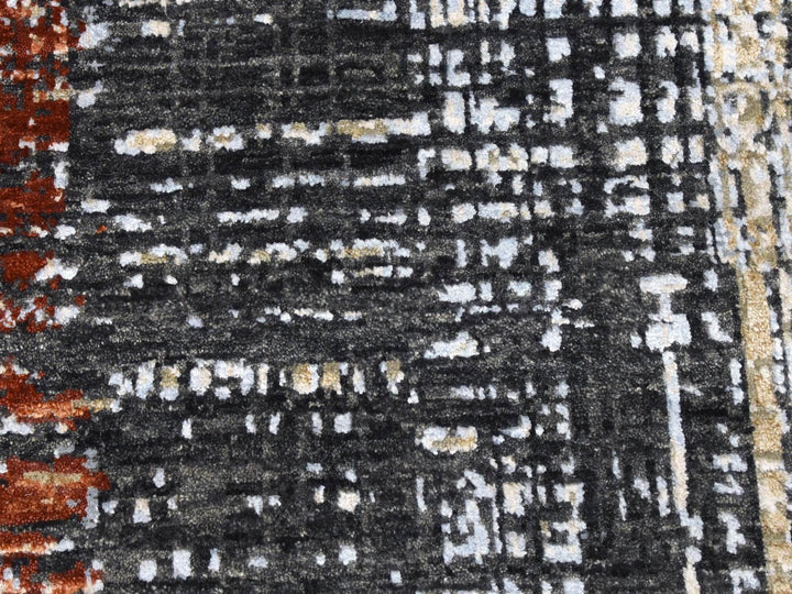 9'0" x 12'4" New Hand Knotted Grey Wool Rectangle Oriental Rug - MOA10283043