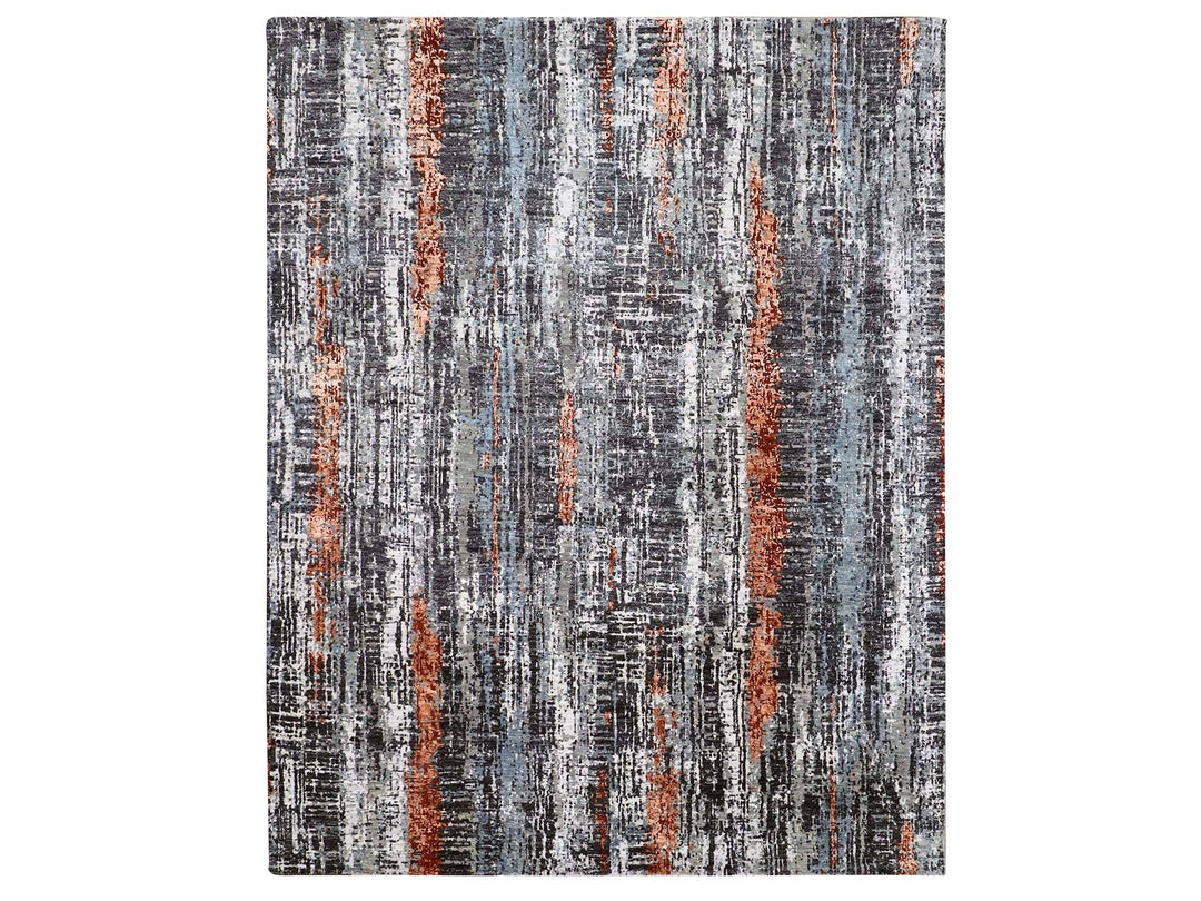 8'0" x 10'1" New Hand Knotted Grey Wool Rectangle Oriental Rug - MOA10283068