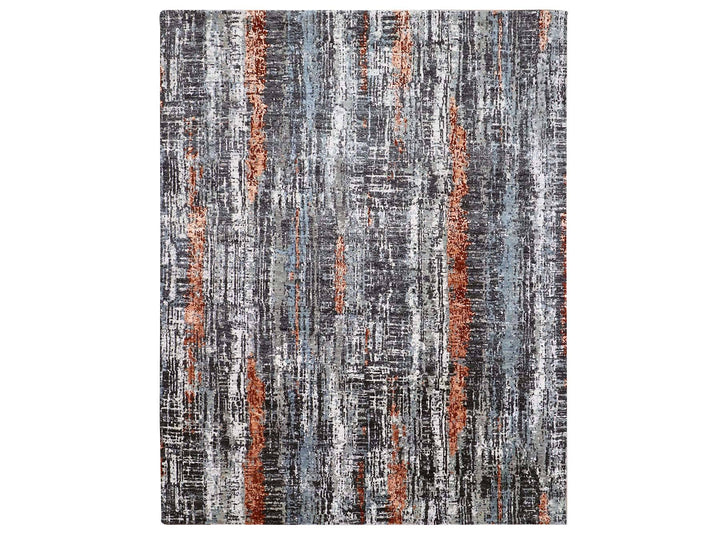8'0" x 10'1" New Hand Knotted Grey Wool Rectangle Oriental Rug - MOA10283068