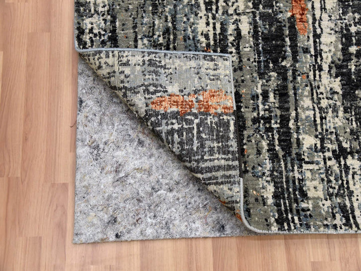 8'0" x 10'1" New Hand Knotted Grey Wool Rectangle Oriental Rug - MOA10283068