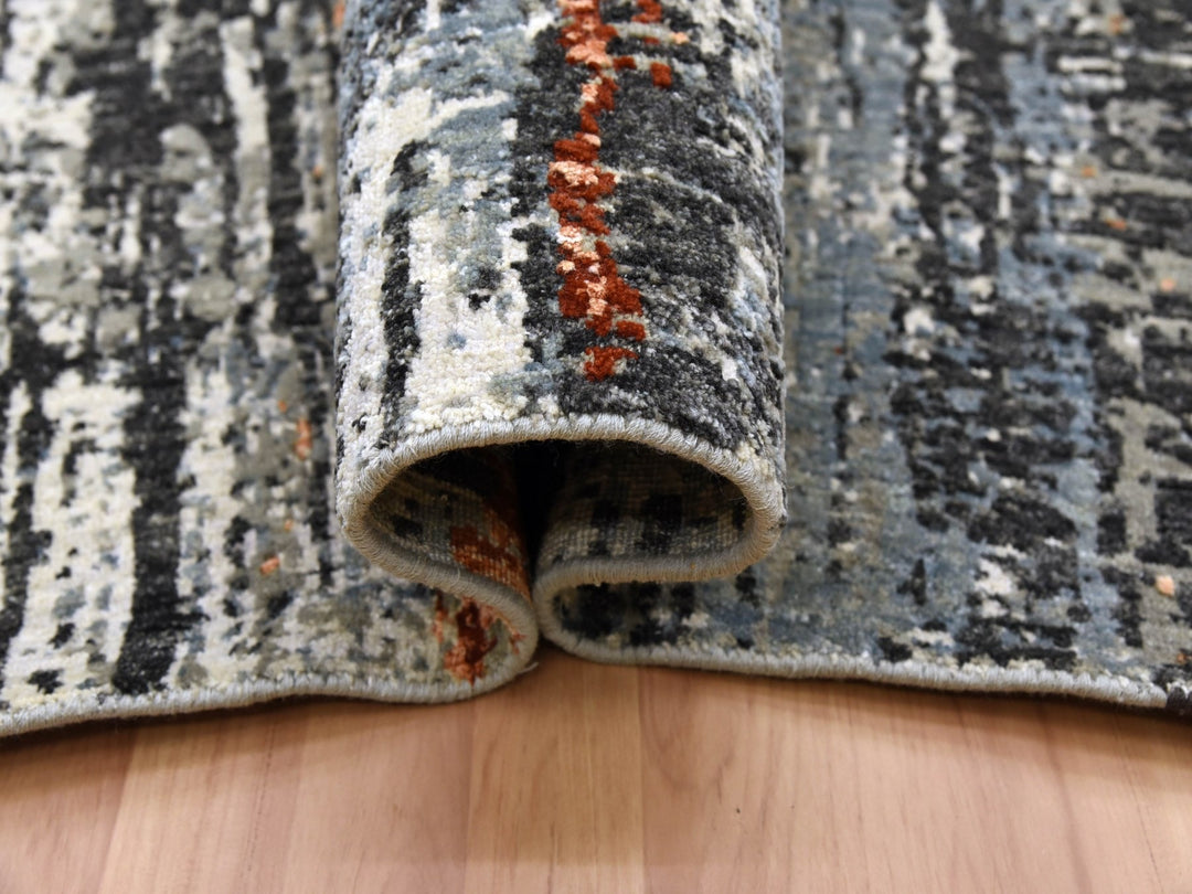 8'0" x 10'1" New Hand Knotted Grey Wool Rectangle Oriental Rug - MOA10283068