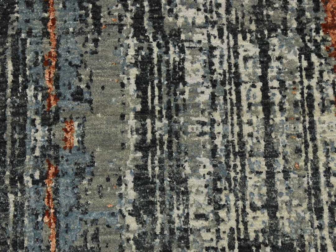 8'0" x 10'1" New Hand Knotted Grey Wool Rectangle Oriental Rug - MOA10283068