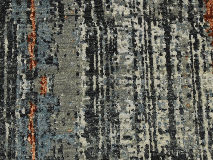 8'0" x 10'1" New Hand Knotted Grey Wool Rectangle Oriental Rug - MOA10283068